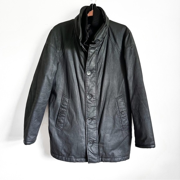 Vince Camuto Men’s Black Coated Winter Cold Weather Sweater Collar Coat Medium - Picture 1 of 13